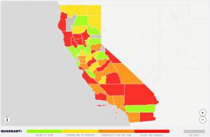 Map of #rd Grade Math Proficiency and Racial Disparity for California Counties